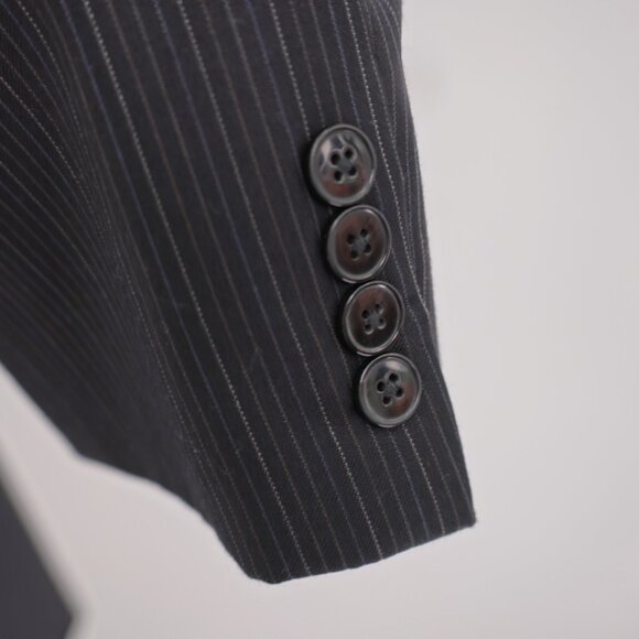 Calvin Klein Wool Gray Striped 2 Piece Suit 40L Flat Front 34 / 34 Mid Rise 2 Bu - Picture 7 of 15